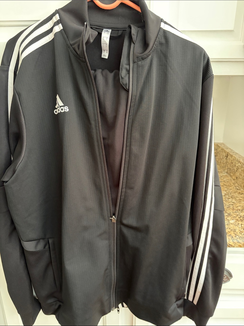 Adidas Men’s Black Track Jacket with White Stripes and matching pants